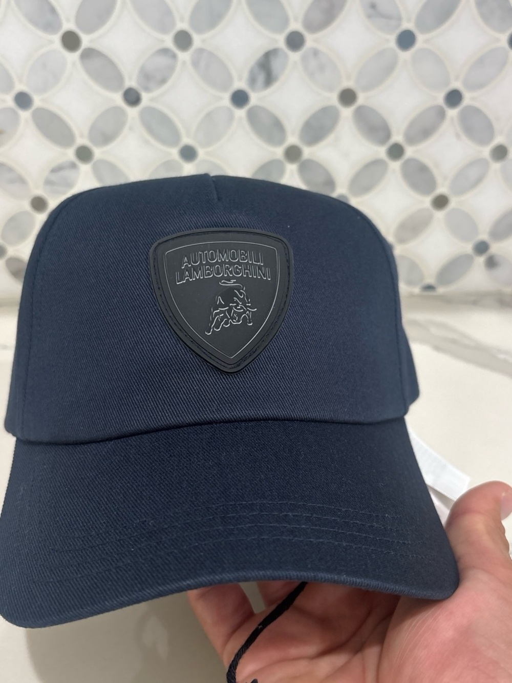 Lamborghini Navy Blue Baseball Cap with Black Shield Logo